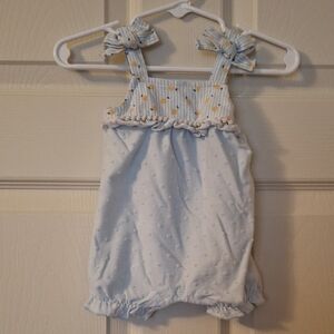 Emily and Oliver Baby Blue Striped Romper